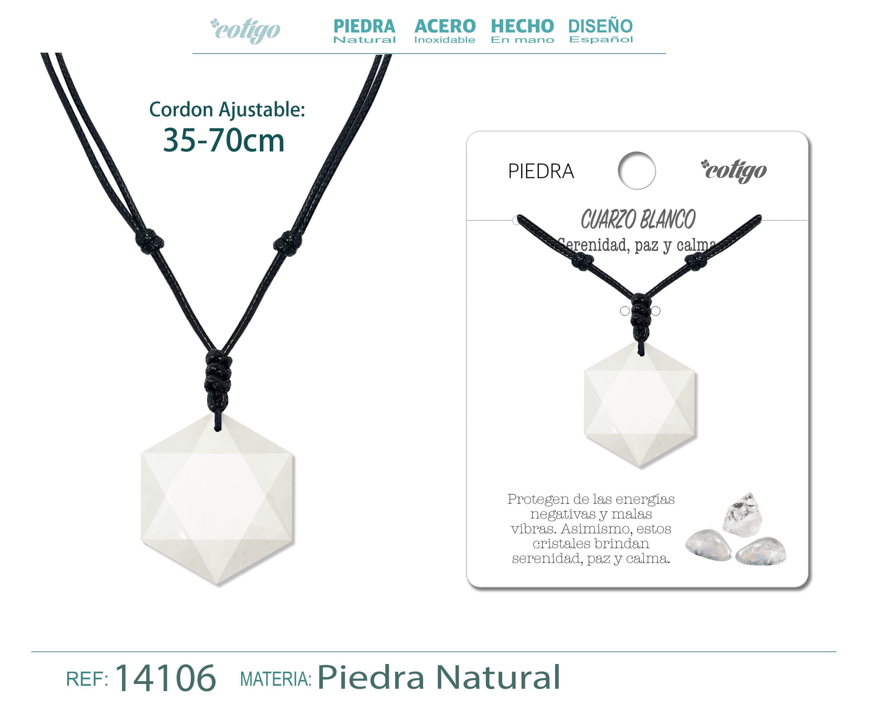 Colgante Estrella David de piedra Cuarzo blanco - cotigo