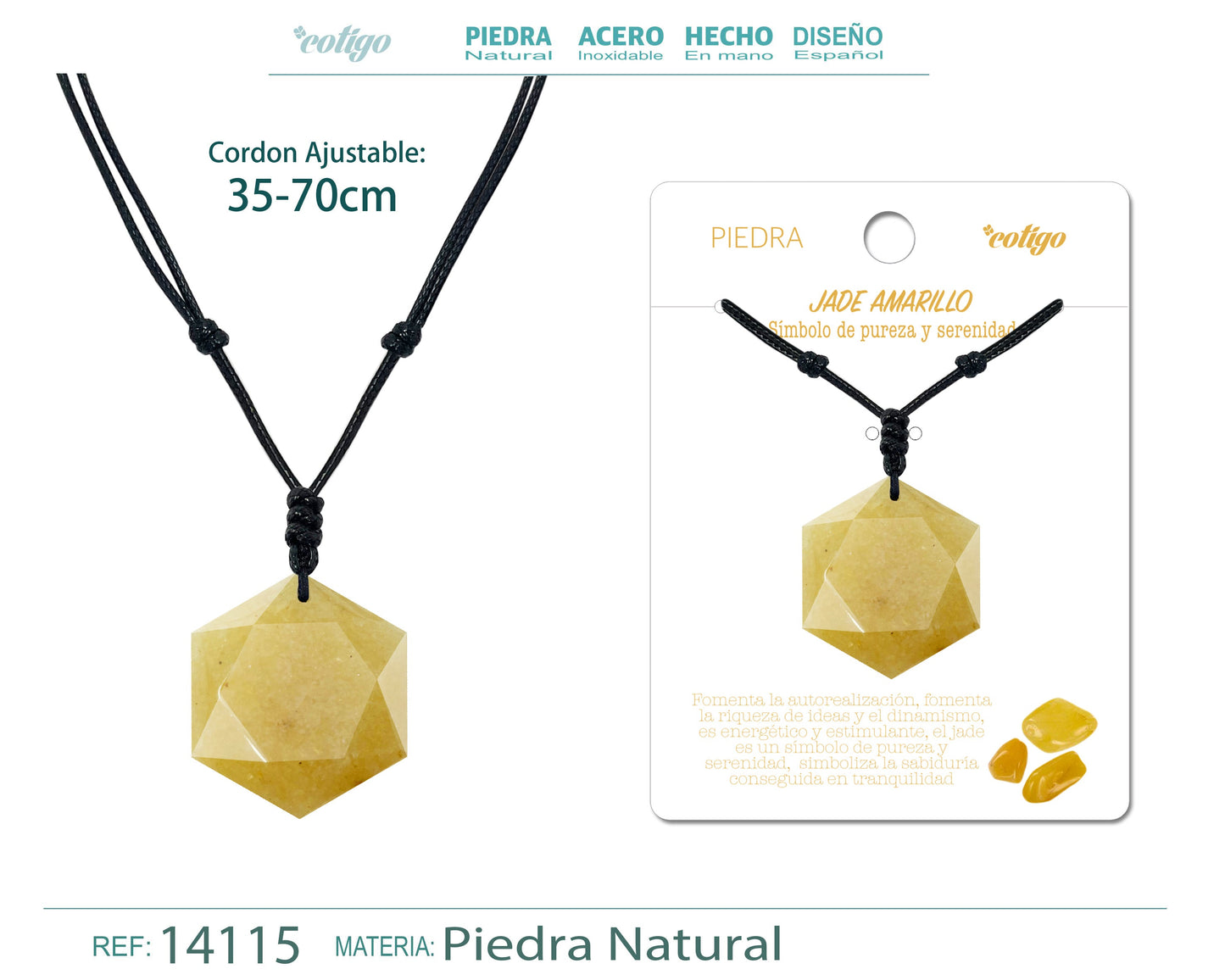 Colgante Estrella David de piedra Jade amarilla