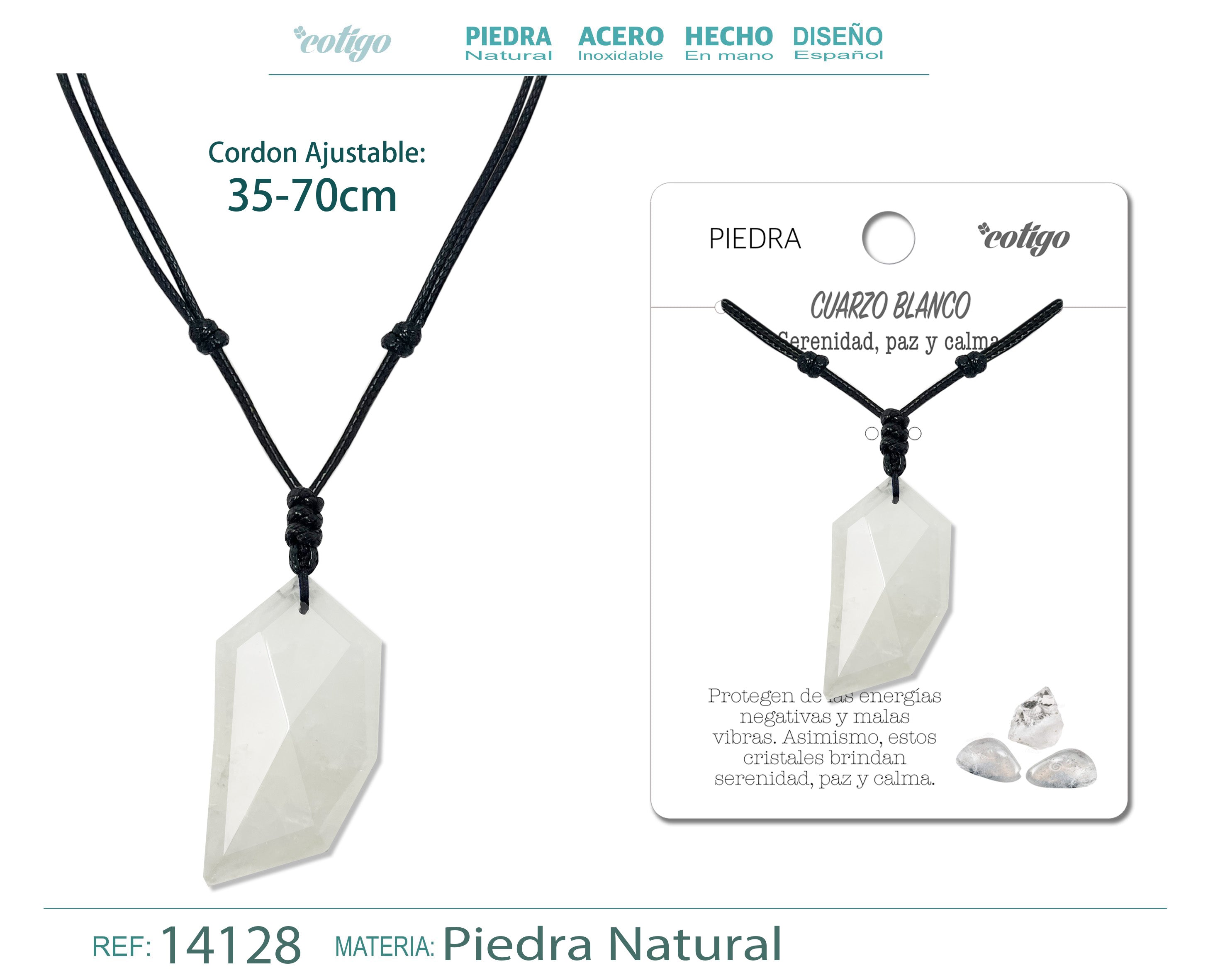 Colgante Diente lobo de piedra Cuarzo blanco - cotigo