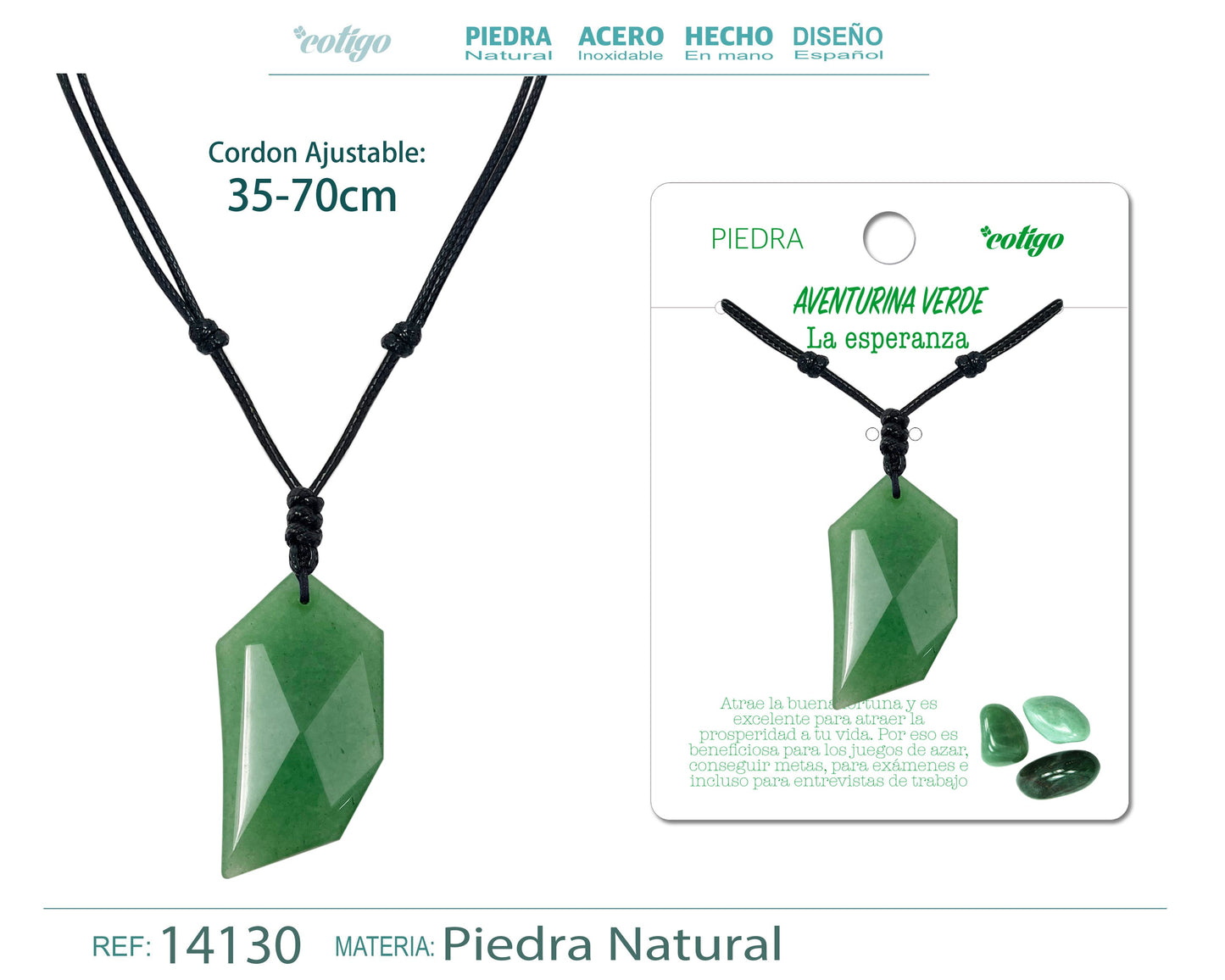 Colgante Diente lobo de piedra Aventurina verde