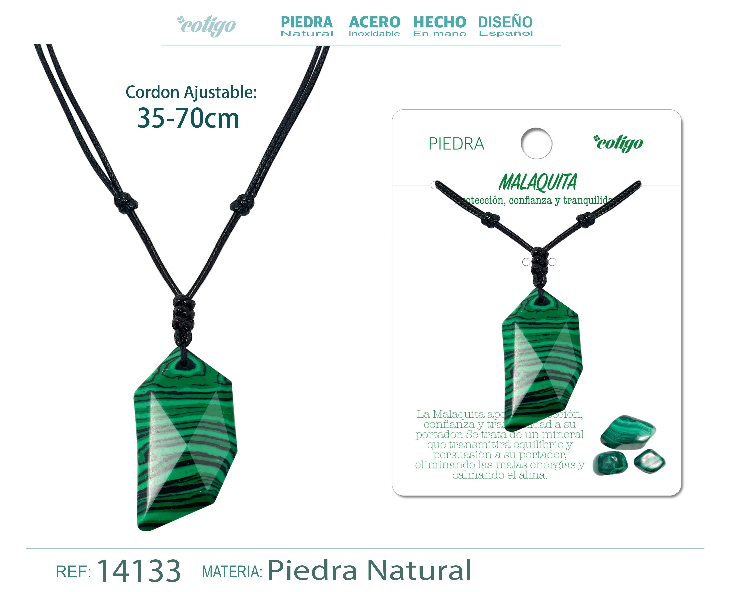 Colgante Diente lobo de piedra Malaquita - cotigo