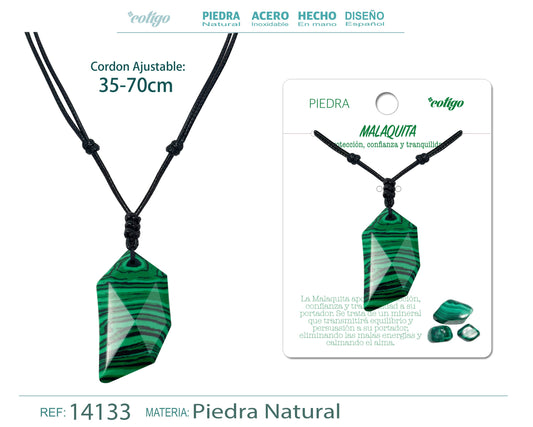 Colgante Diente lobo de piedra Malaquita