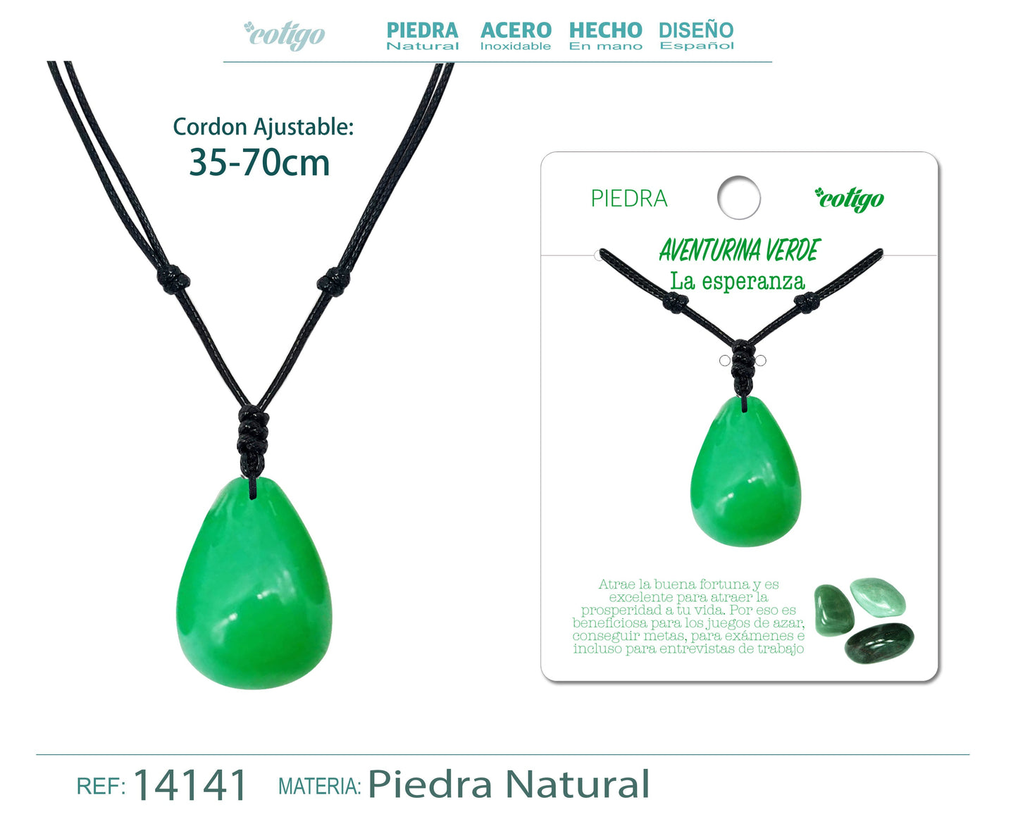 Colgante Gotita de piedra Aventurina verde