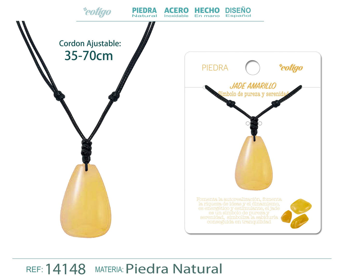 Colgante Gotita de piedra Jade amarilla