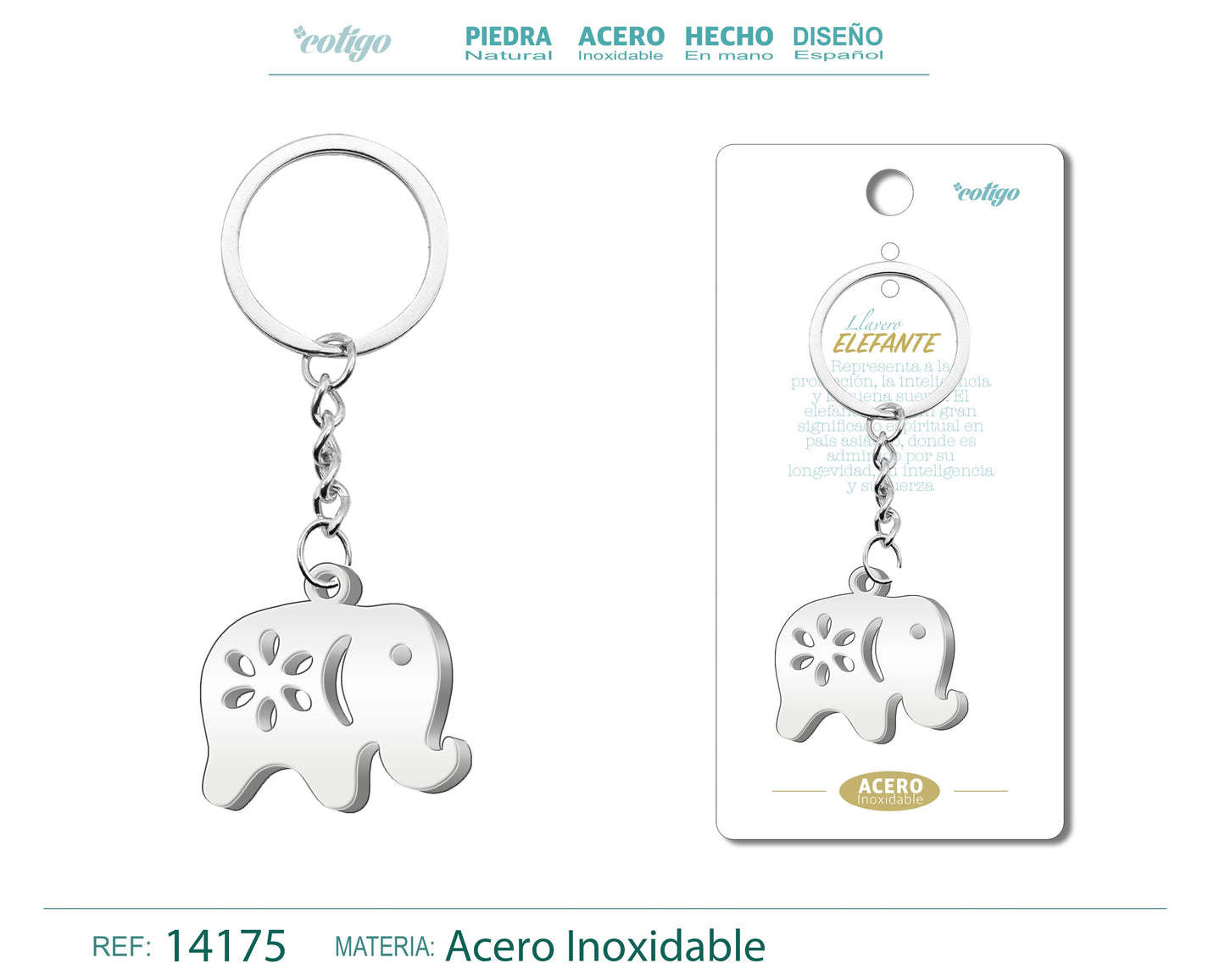 Llavero de Elefante Acero