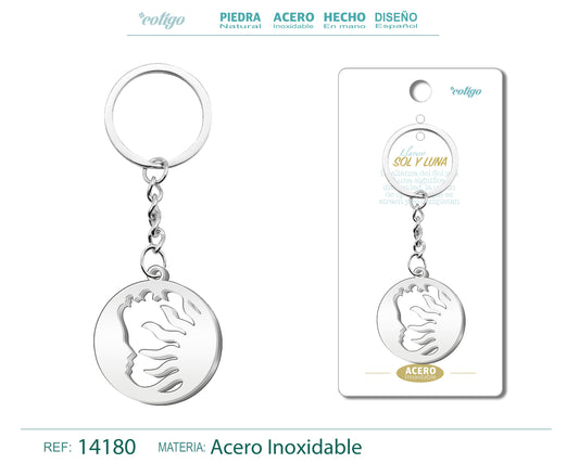 Llavero de Sol y Luna Acero