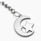 Llavero Luna y Estrella Acero Inoxidable — detalle