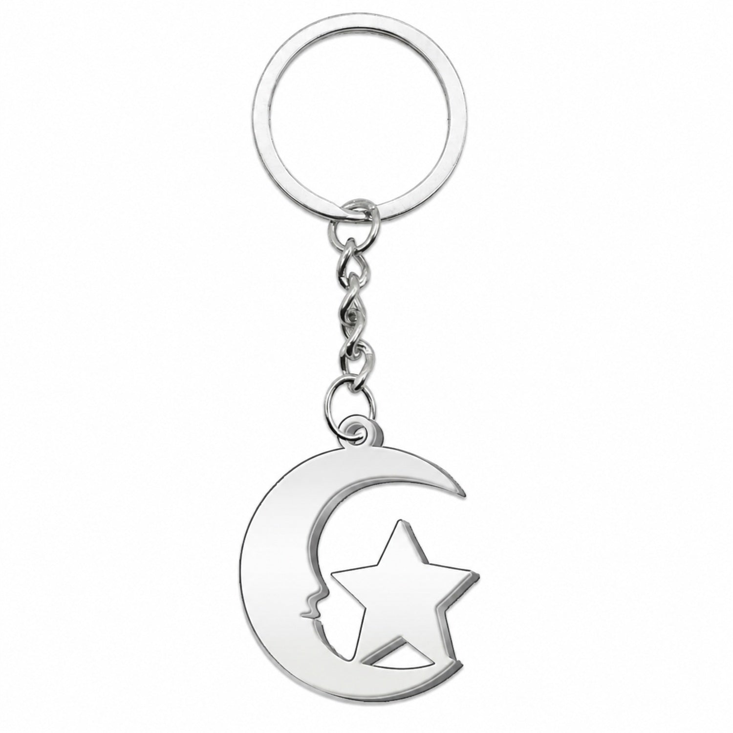 Llavero Luna y Estrella Acero Inoxidable
