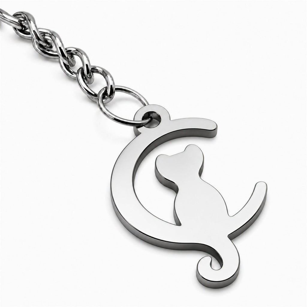 Llavero Gato Acero Inoxidable — detalle