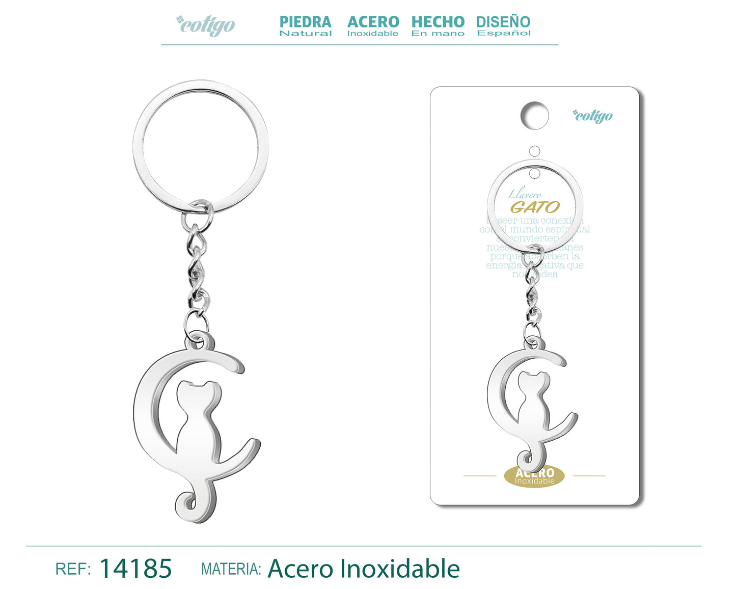 Llavero de Gato Acero