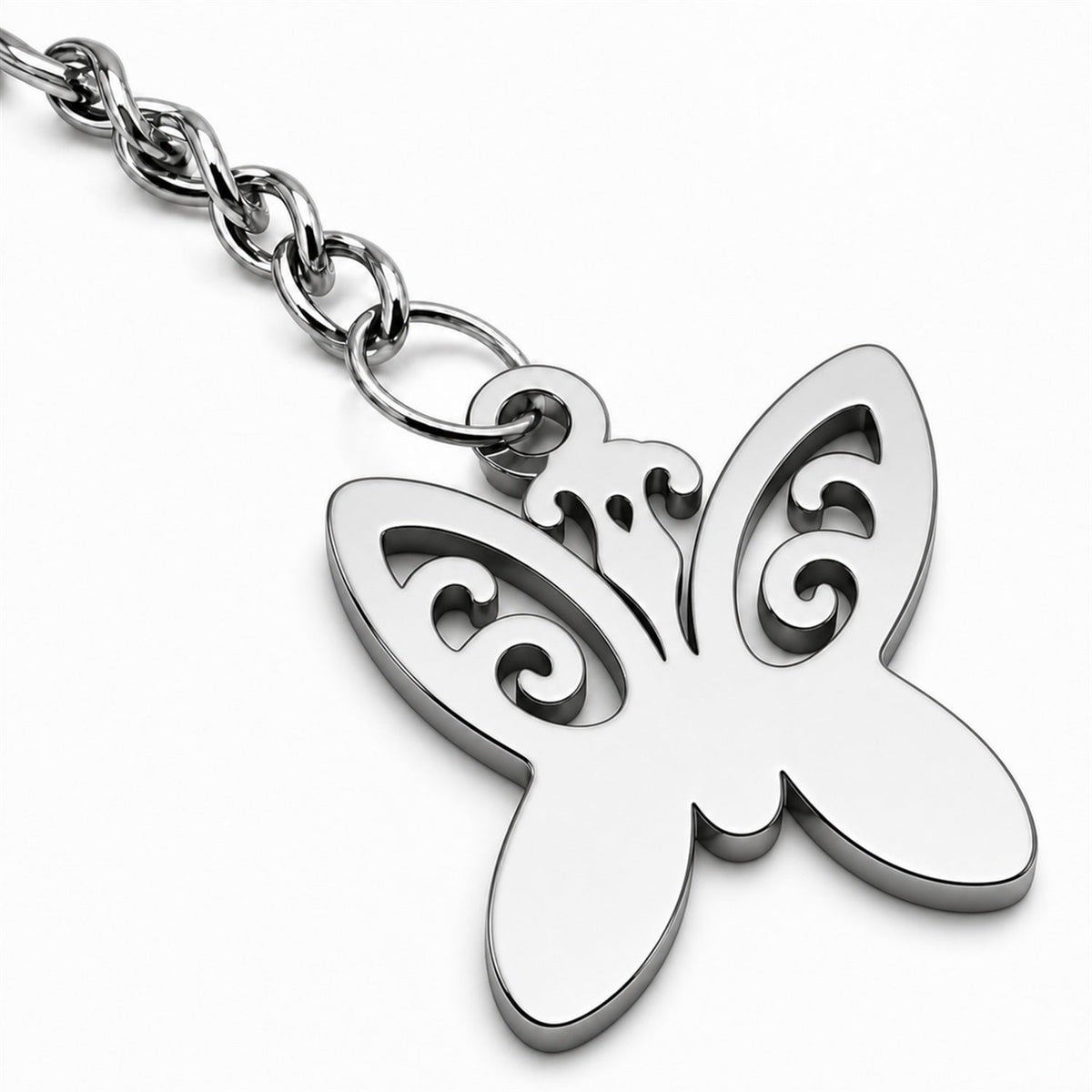 Llavero Mariposa Acero Inoxidable — detalle