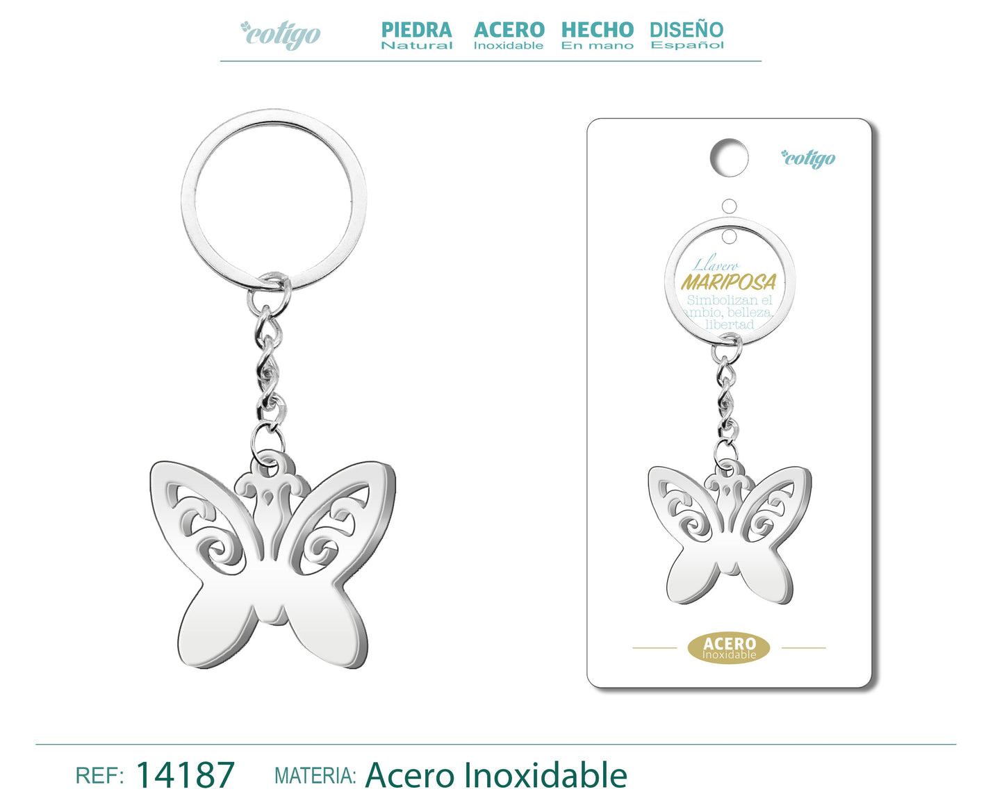 Llavero de Mariposa Acero