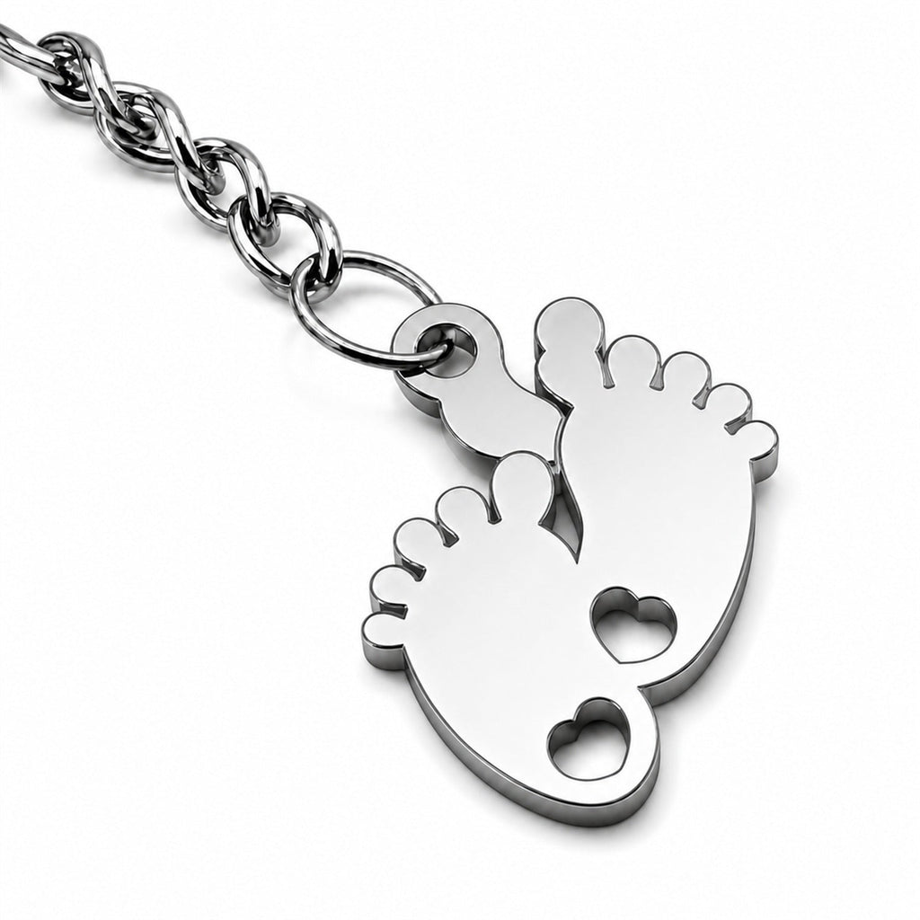 Llavero Huella de Pie Acero Inoxidable — detalle