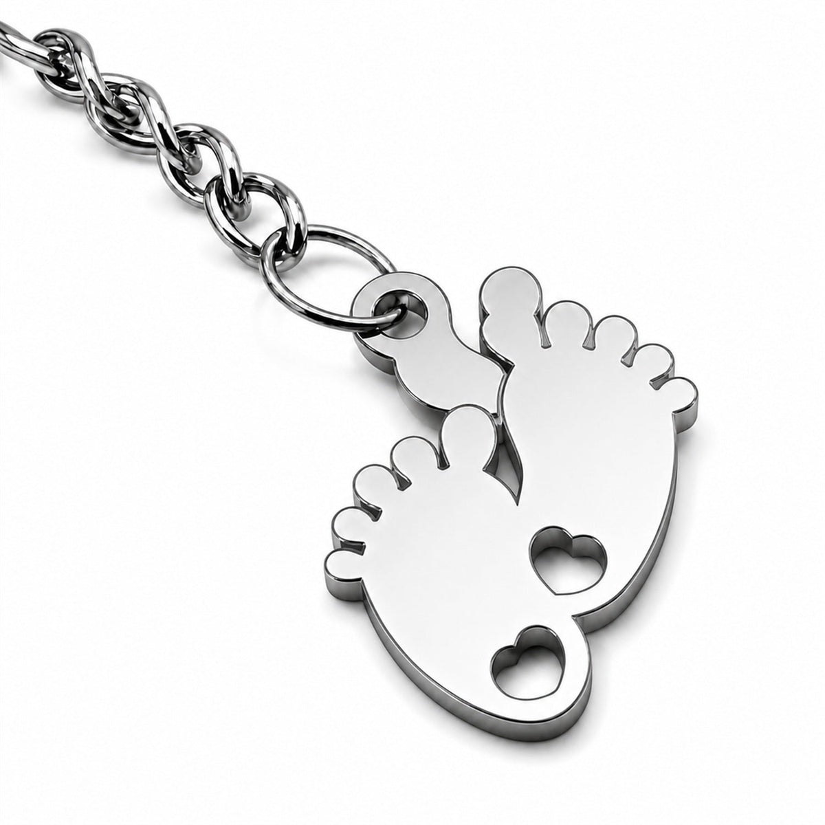 Llavero Huella de Pie Acero Inoxidable — detalle