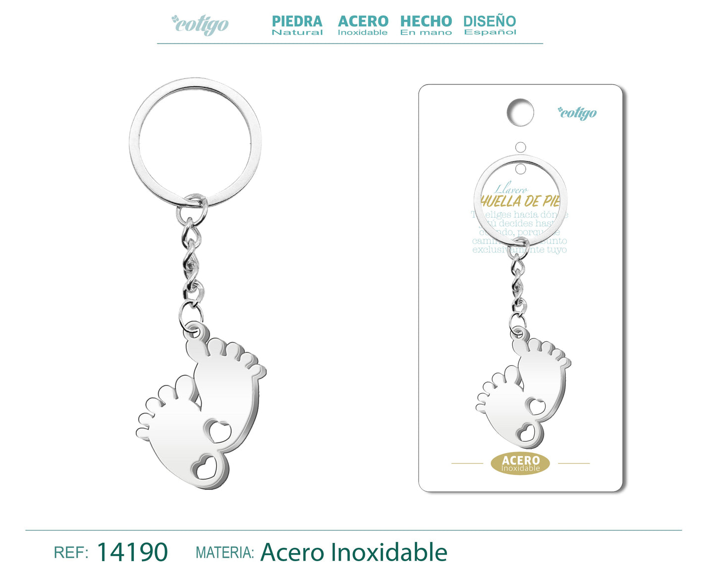 Llavero de Huella de pie Acero