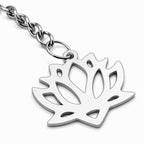 Llavero Flor de Loto Acero Inoxidable — detalle