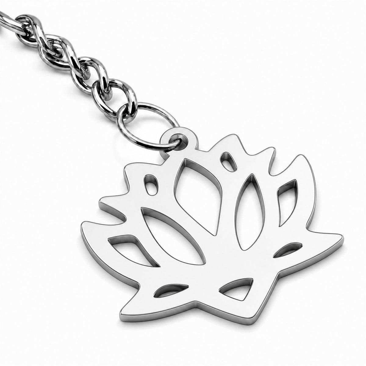 Llavero Flor de Loto Acero Inoxidable — detalle
