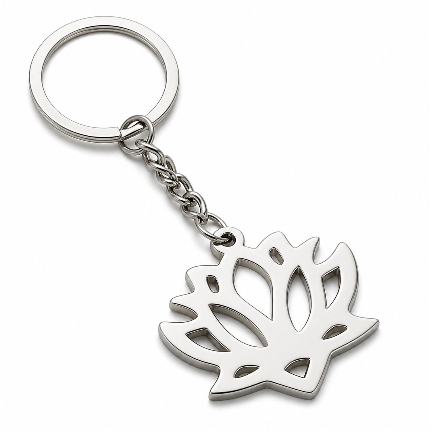 Llavero Flor de Loto Acero Inoxidable — detalle del acero