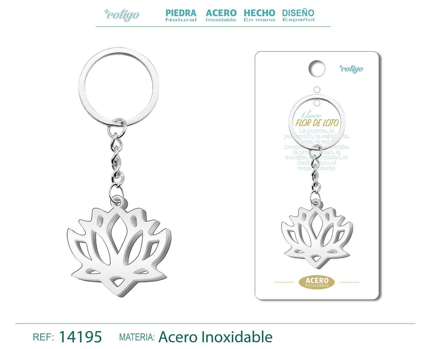 Llavero de Flor de Loto Acero