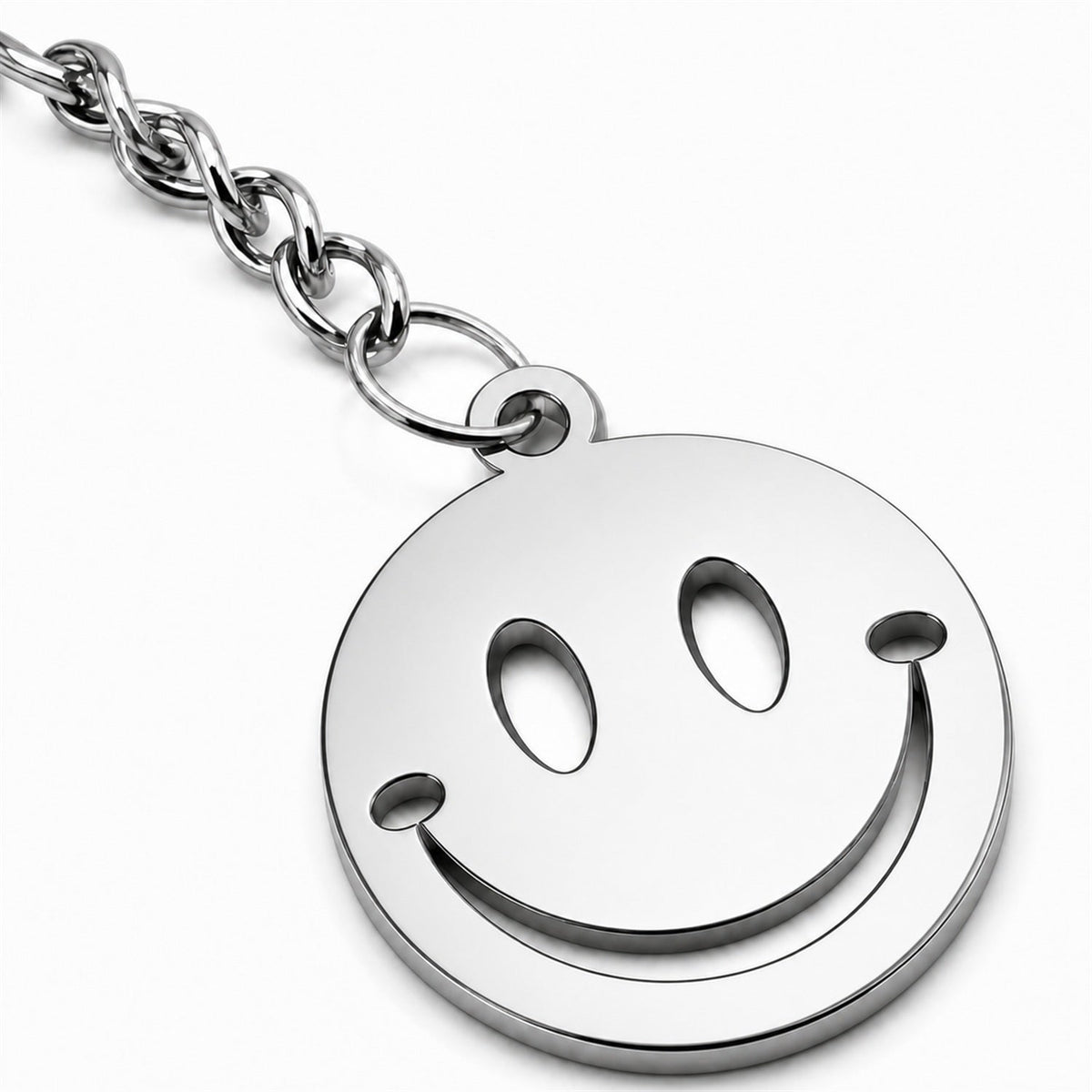 Llavero Cara Sonriente Acero Inoxidable — detalle