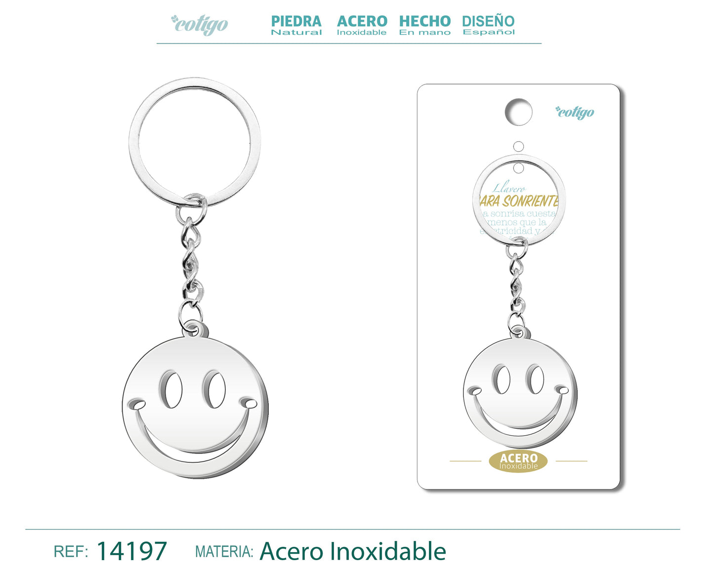 Llavero de Cara Sonriente Acero