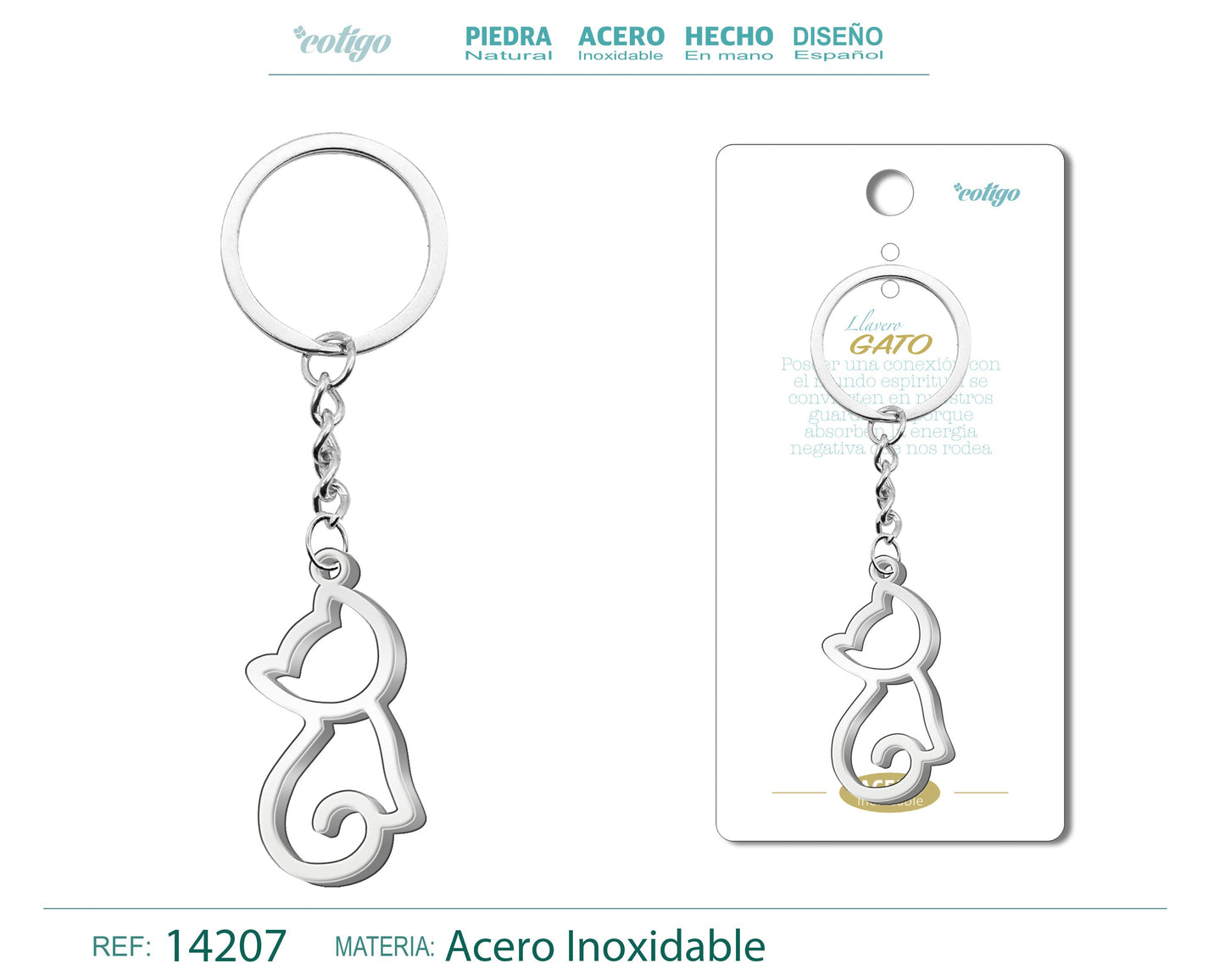 Llavero de Gato Acero