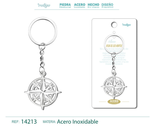 Llavero de Rosa de los Vientos Acero