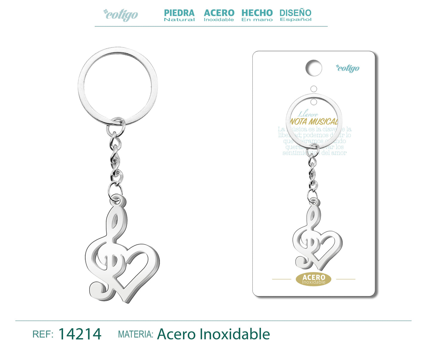 Llavero de Nota Musical Acero