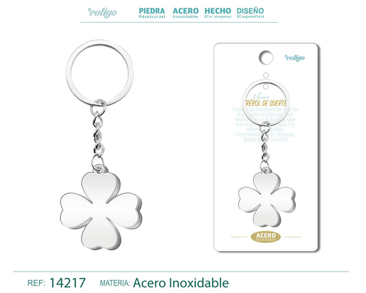 Llavero de Trébol de Suerte Acero