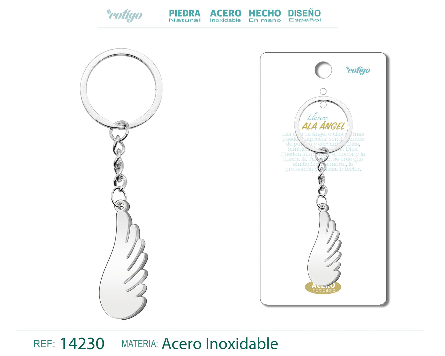 Llavero de Ala ángel Acero