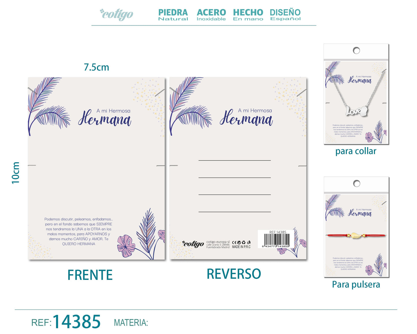 Tarjeta felicitación para Hermana