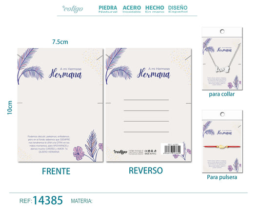 Tarjeta felicitación para Hermana