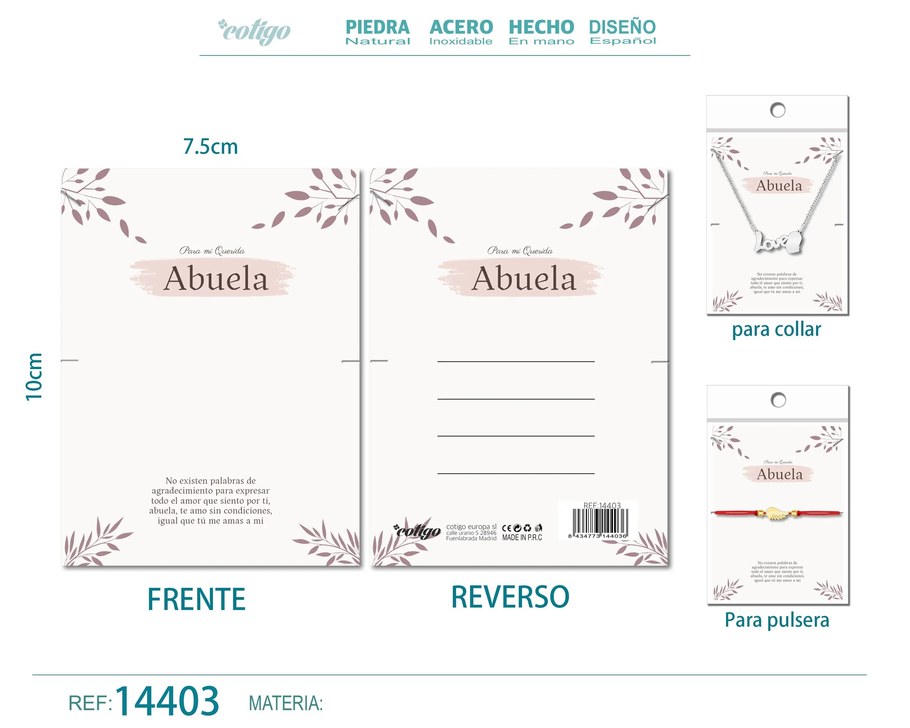 Tarjeta felicitación para Abuela - cotigo