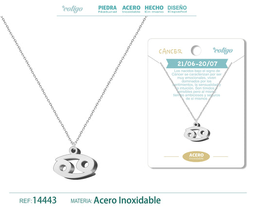Collar Zodiaco Cancer color Plateado