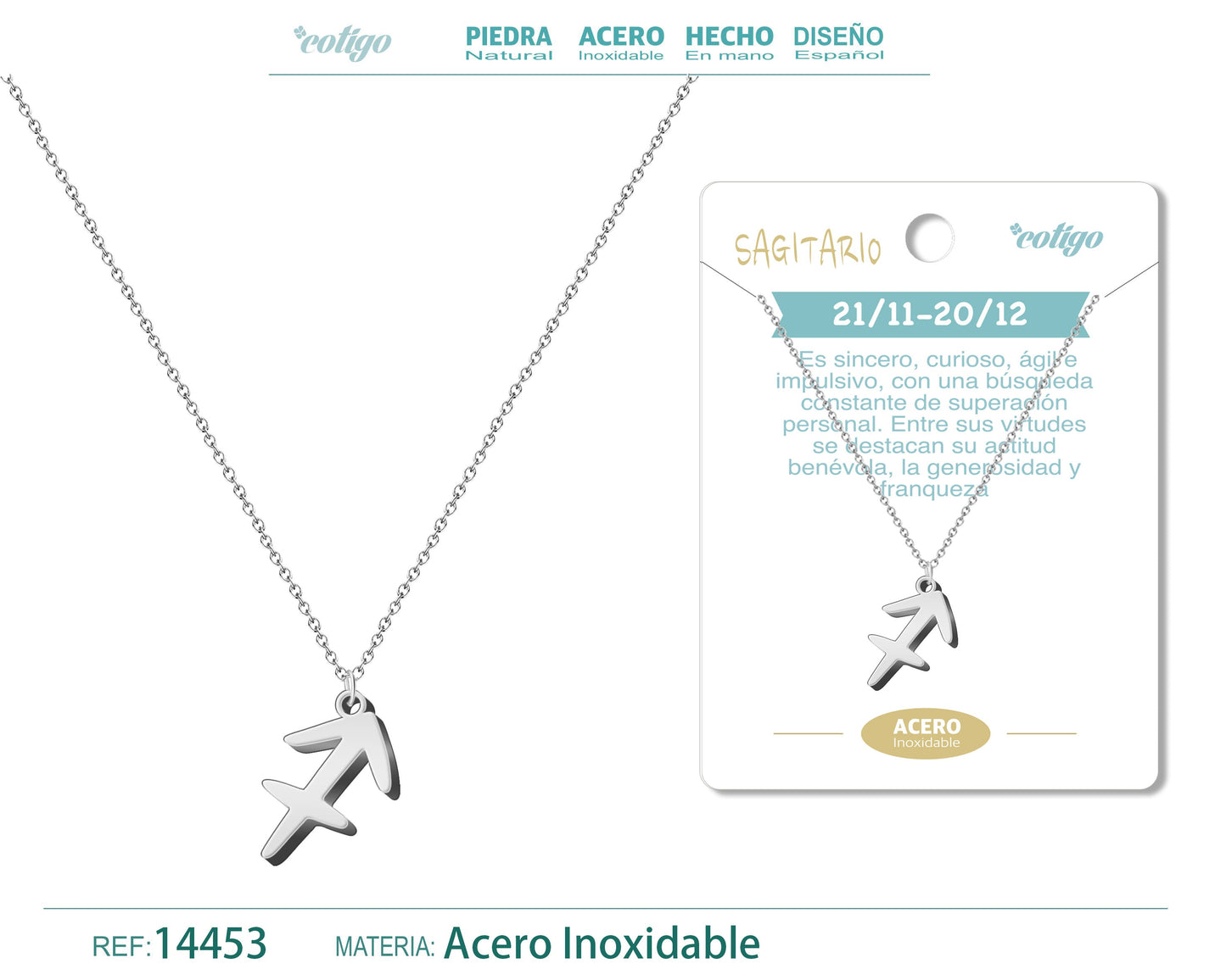 Collar Zodiaco Sagittarius color Plateado