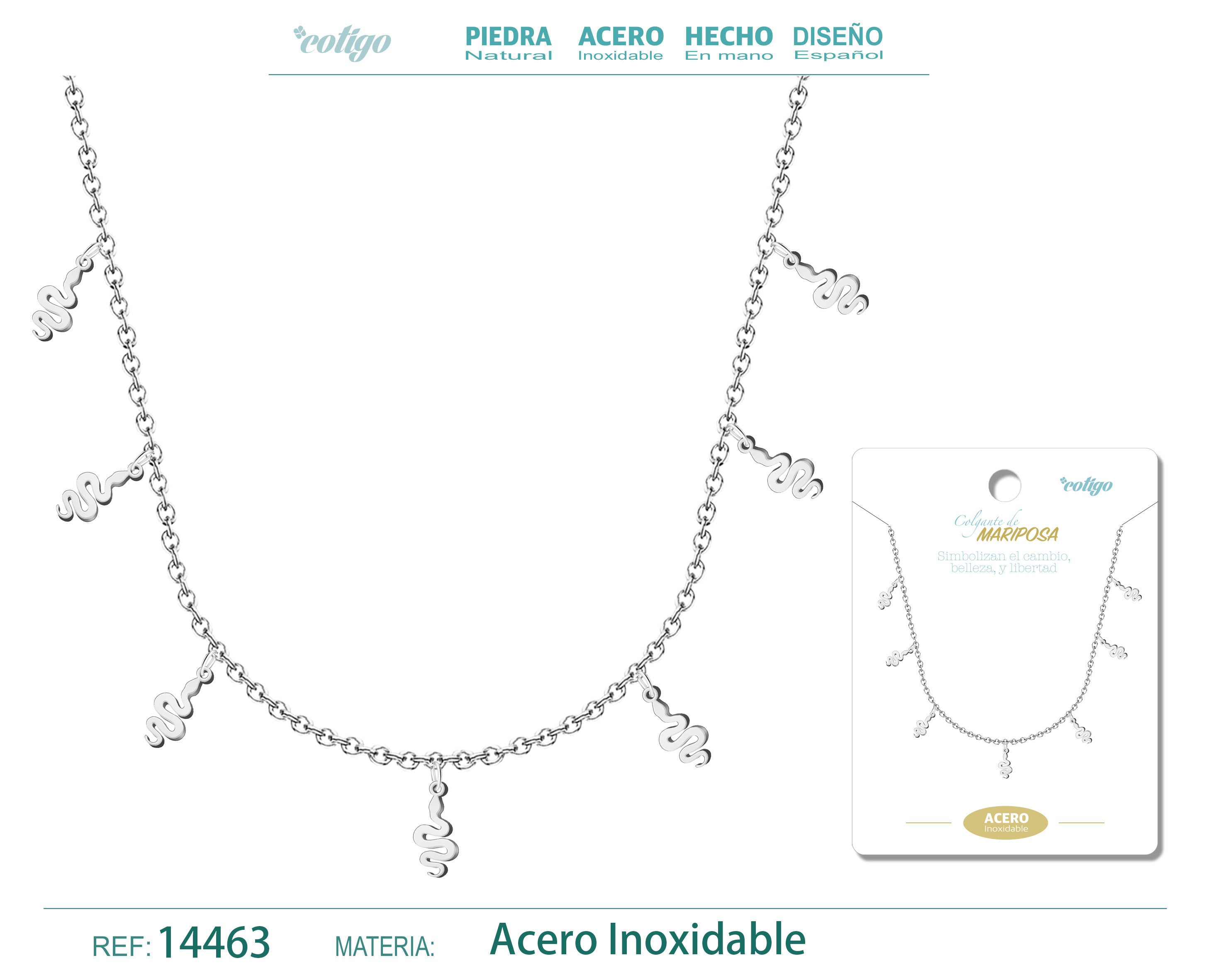Collar con 7 Colgantes de Serpiente en Acero Inoxidable en acabado plateado – vista principal