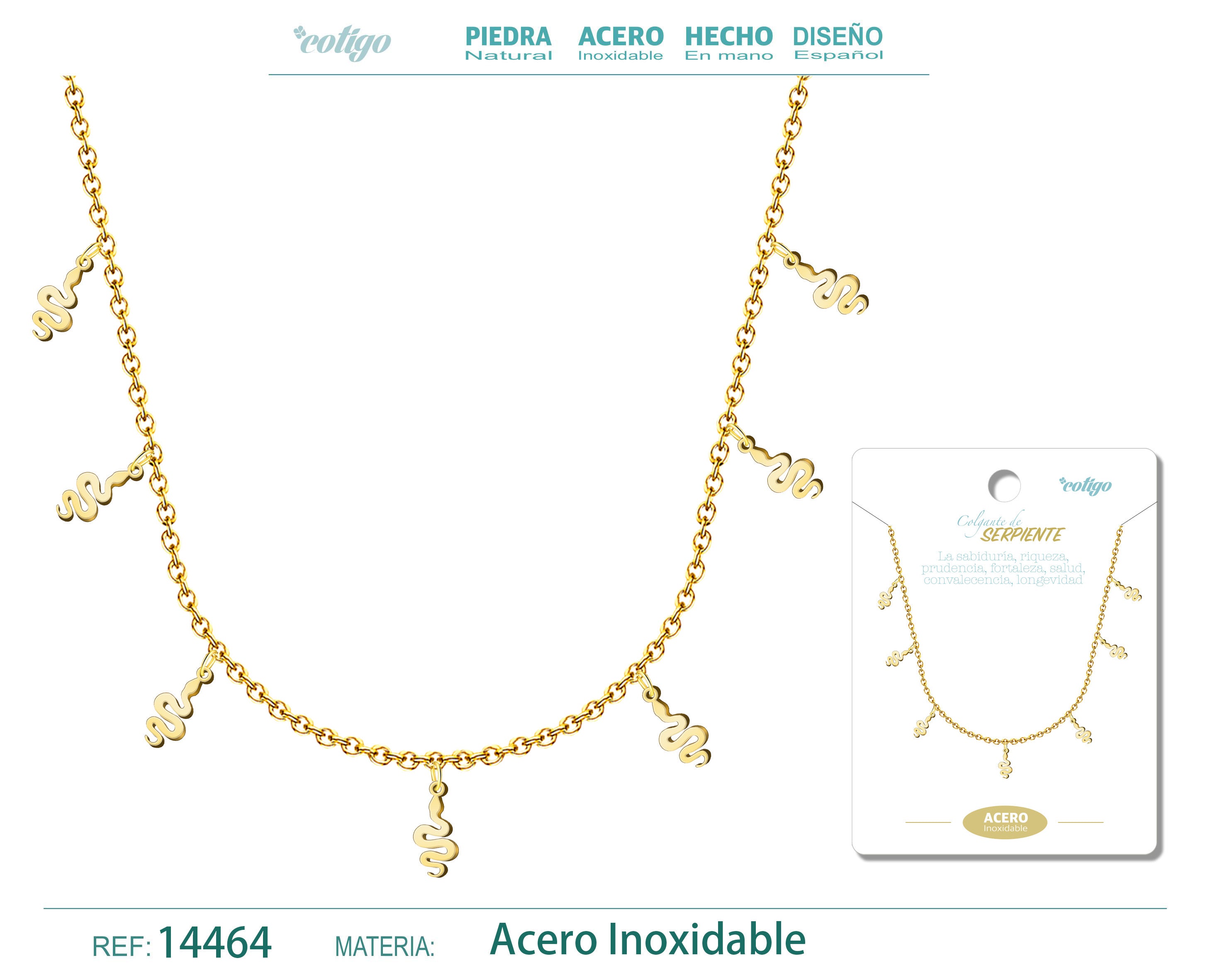 Collar con 7 Colgantes de Serpiente en Acero Inoxidable en acabado dorado – vista principal
