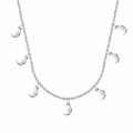 Collar con siete colgantes de luna en acero inoxidable plateado