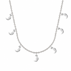 Collar con siete colgantes de luna en acero inoxidable plateado
