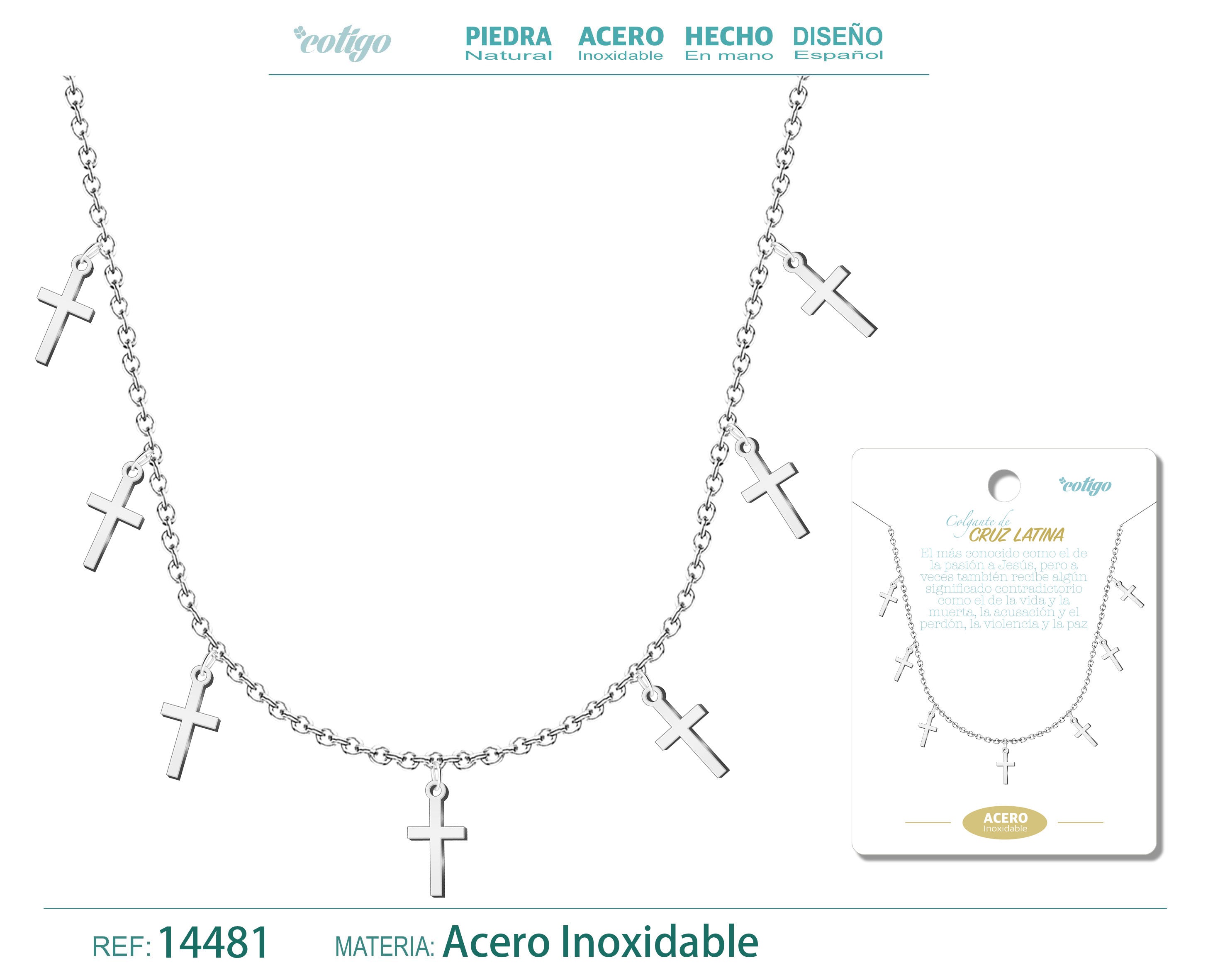 Collar con 7 Colgantes de Cruz en Acero Inoxidable – vista principal del diseño 7 colgantes de cruz