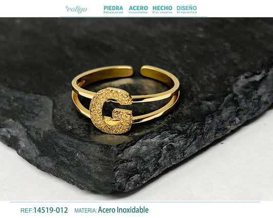 Anillo Acero letra G color Dorado