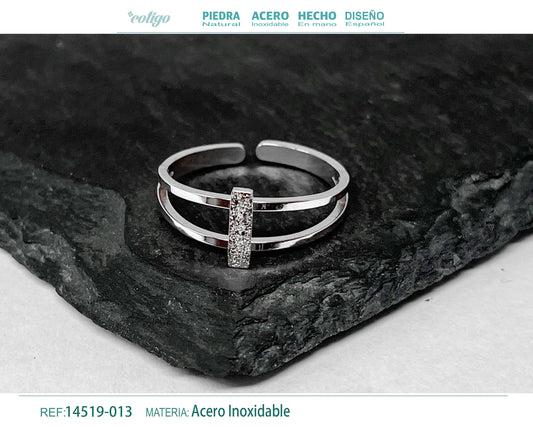 Anillo Acero Letra I color plateado