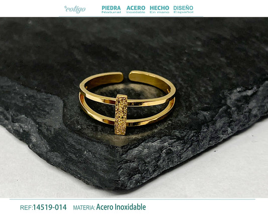 Anillo Acero letra I color Dorado