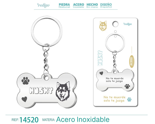 Llavero Acero de Perro Husky
