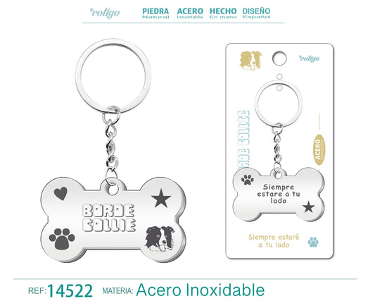 Llavero Acero de Perro Borde Collie