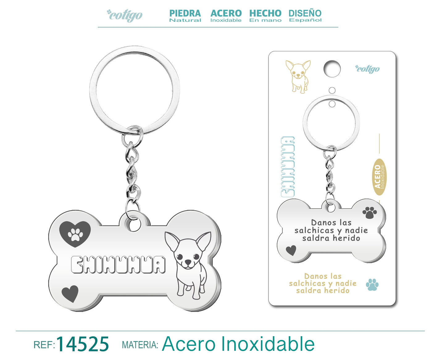 Llavero Acero de Perro Chiuahua
