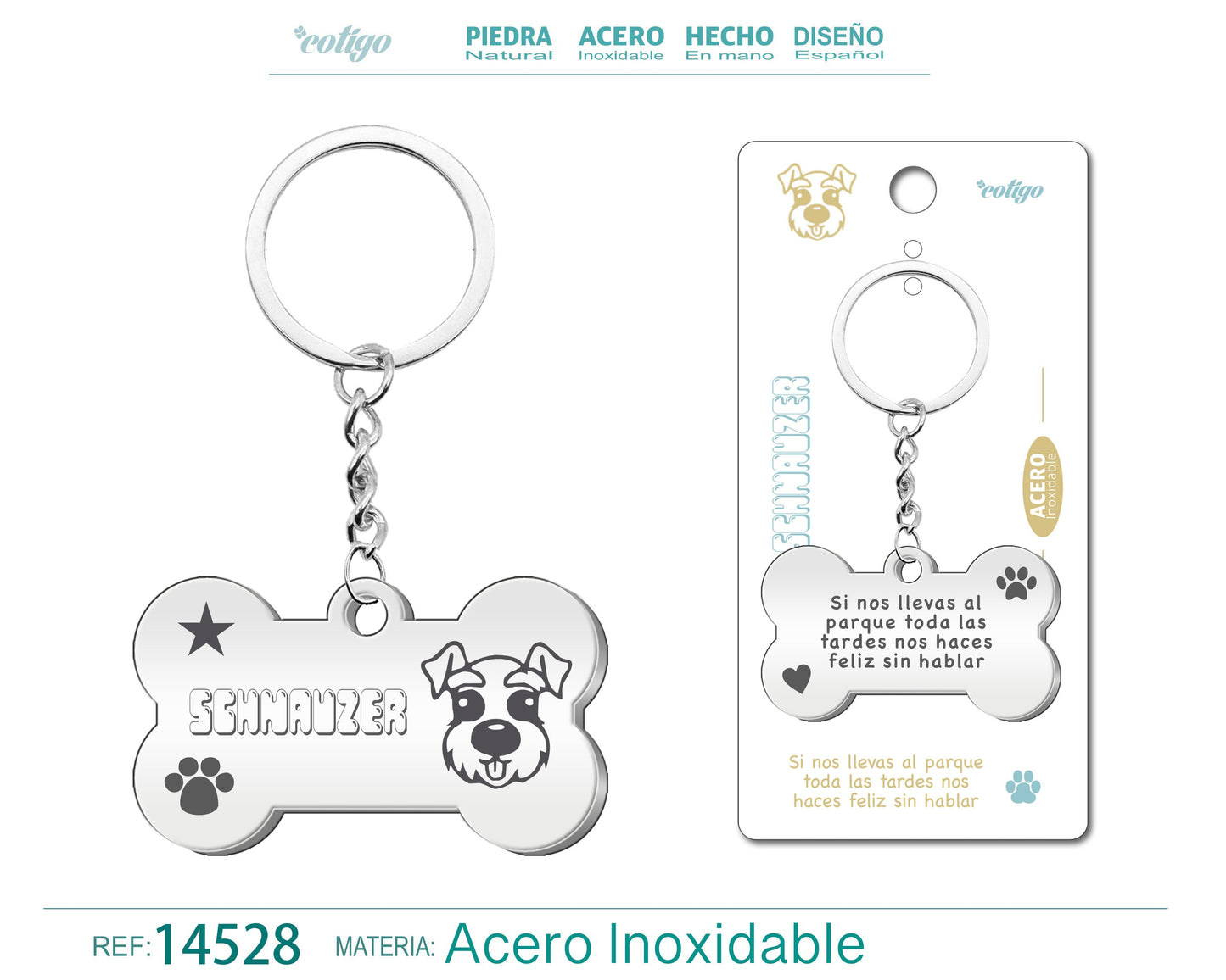 Llavero Acero de Perro Schnauzer