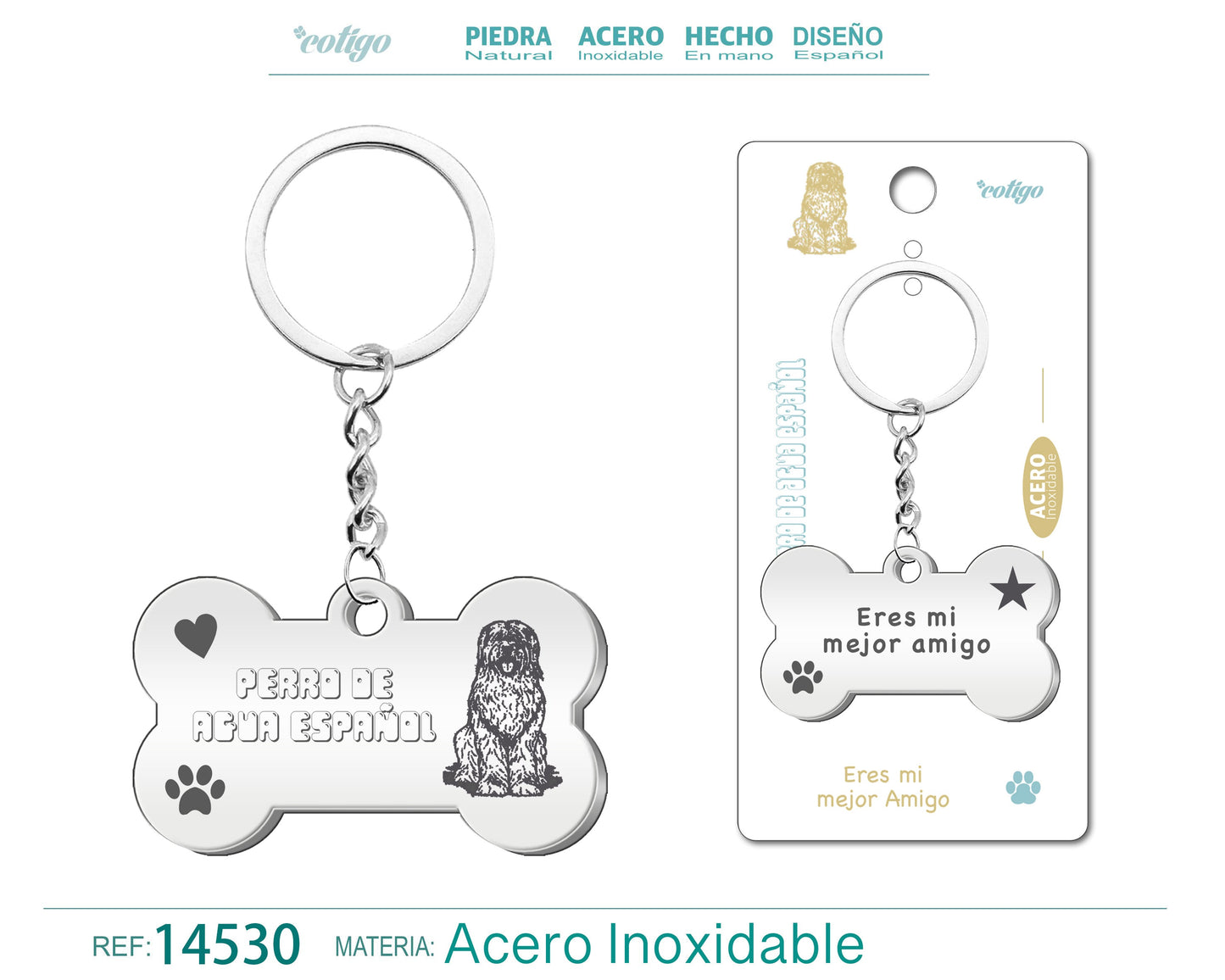 Llavero Acero de Perro Perro de Agua Espa?ol