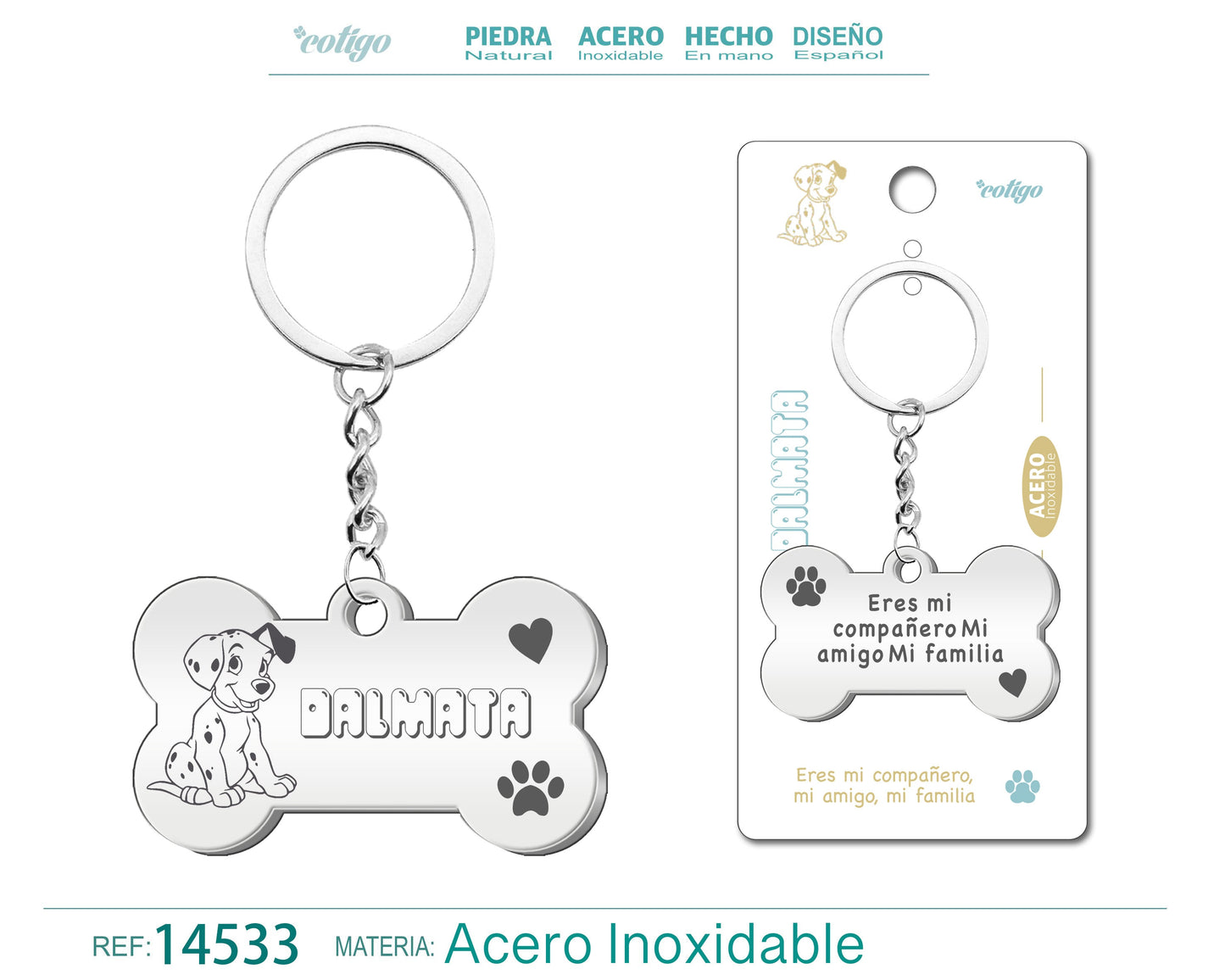 Llavero Acero de Perro Dalmata