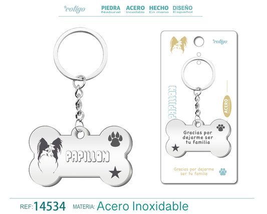 Llavero Acero de Perro Papillón